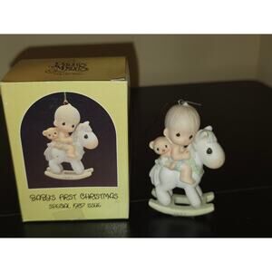 Precious Moments Baby’s First Christmas 1987 Rocking Horse Ornament Enesco